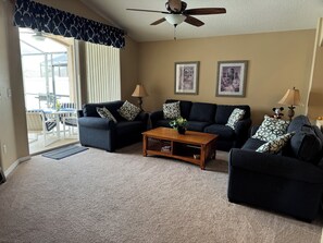 Smart TV, DVD player, foosball, books