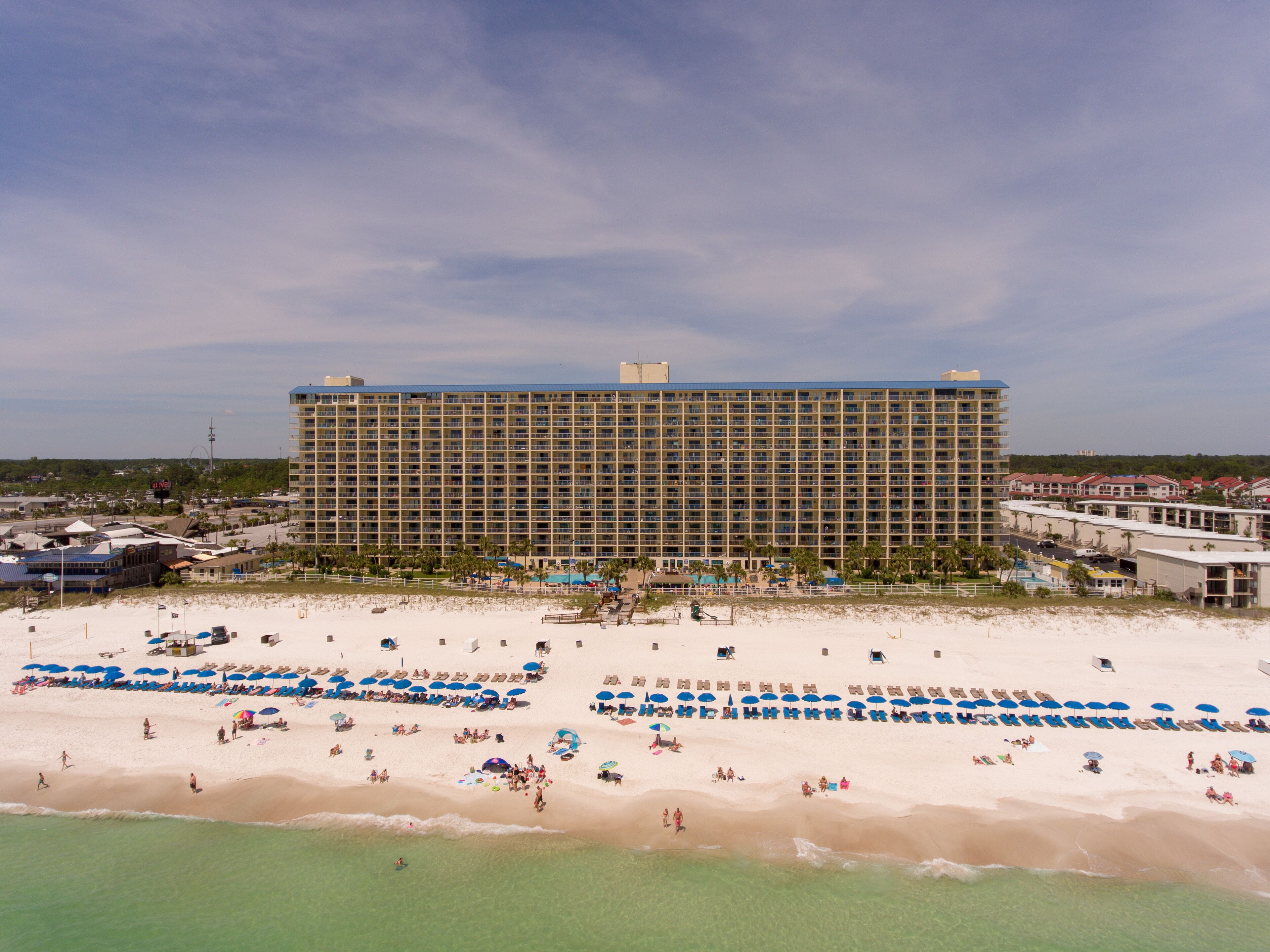 On the beach, sun loungers