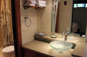 Hair dryer, towels, toilet paper