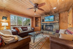 Smart TV, fireplace, video games, books