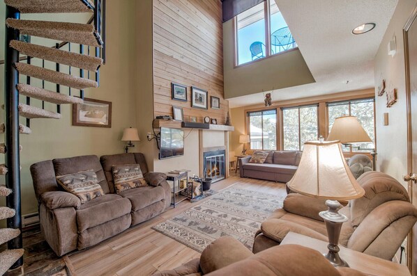 TV, fireplace, DVD player, stereo