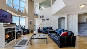 TV, fireplace, offices