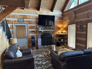 Smart TV, fireplace, DVD player, stereo