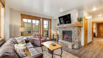 TV, fireplace