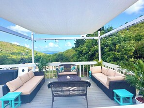 Terrace/patio - Whole House AC  Hidden Valley Villa 3 bedroom 3 bath. Ocean views & private pool (Christiansted)
