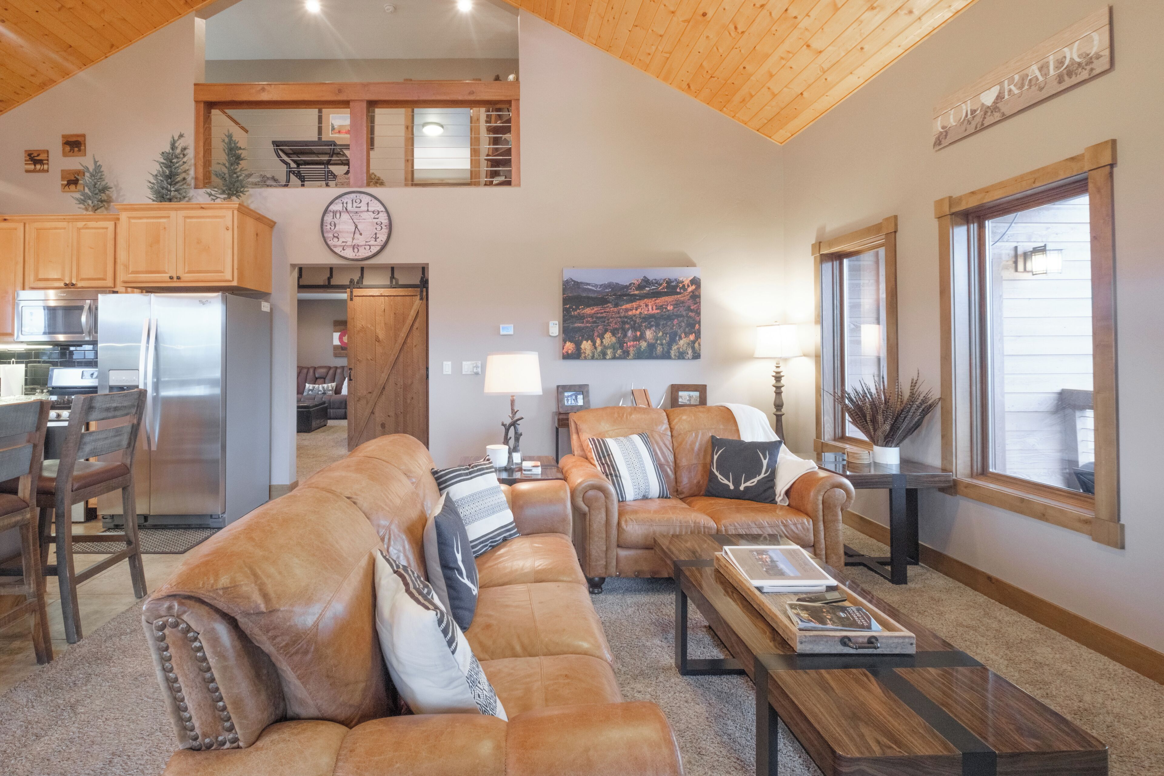 Smart TV, fireplace, DVD player, foosball
