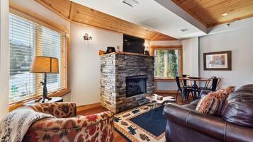 TV, fireplace