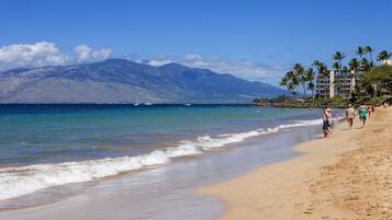 Beach nearby, sun-loungers, beach towels