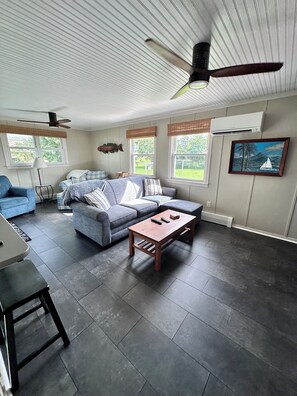 Smart TV, DVD player, books, music library