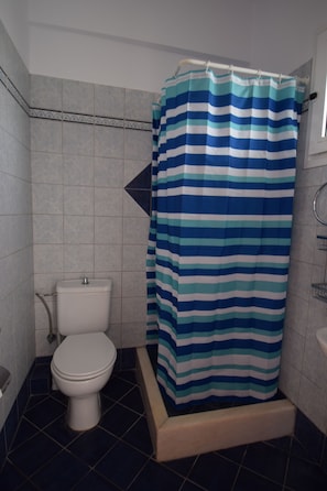 Ensemble douche/baignoire, sèche-cheveux, serviettes fournies, savon