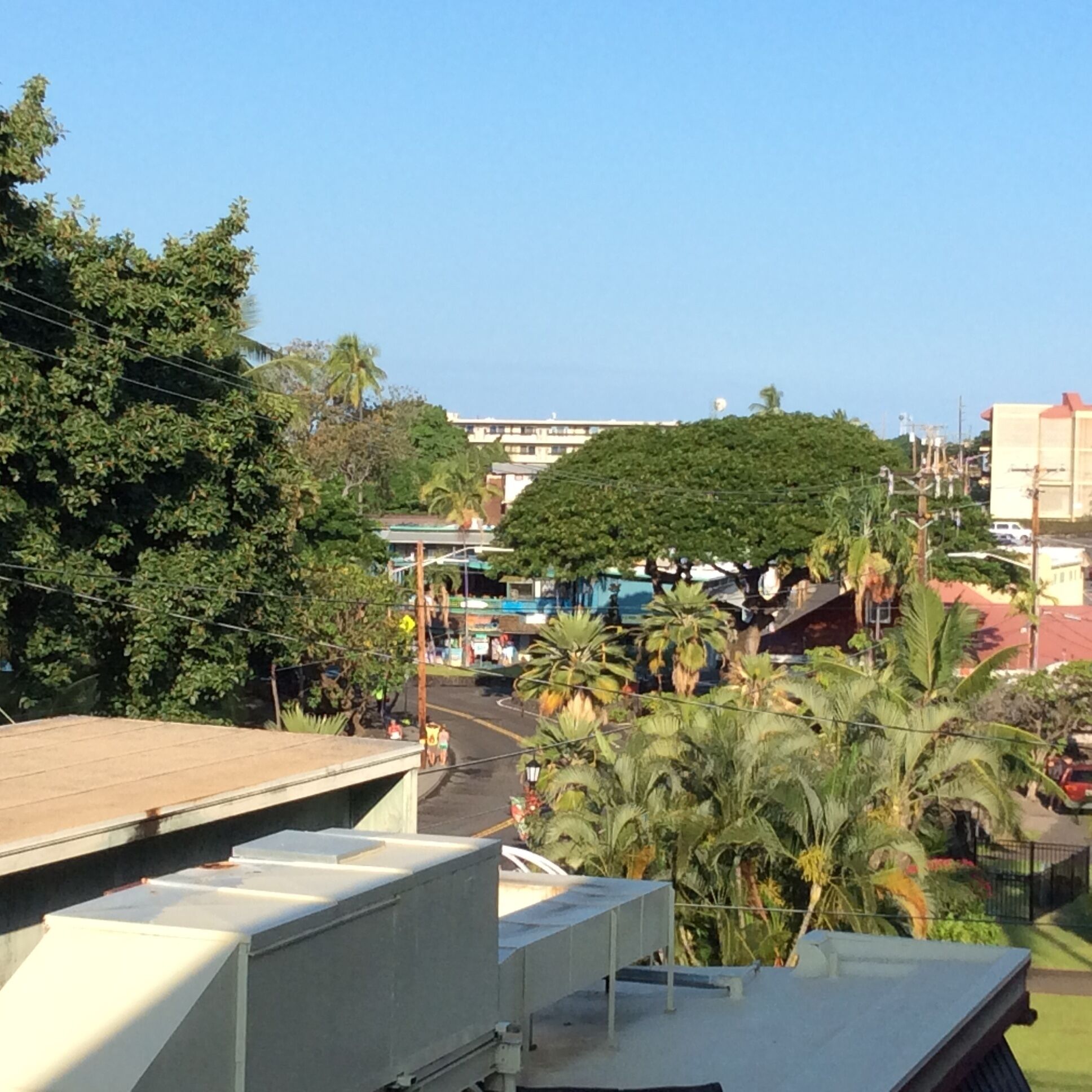 Terraço plano, rodeado por vegetação densa e céu claro.