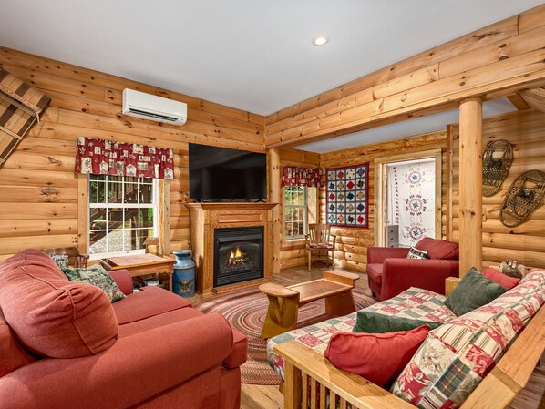 Smart TV, fireplace, DVD player, ping pong