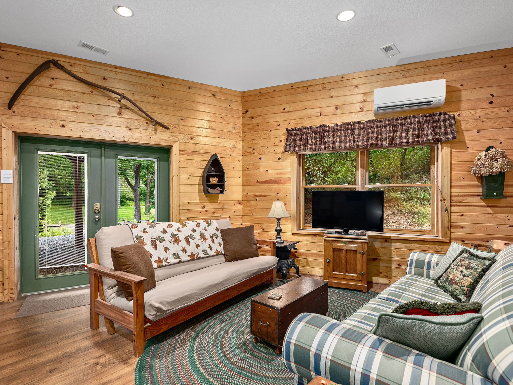 Smart TV, fireplace, DVD player, books