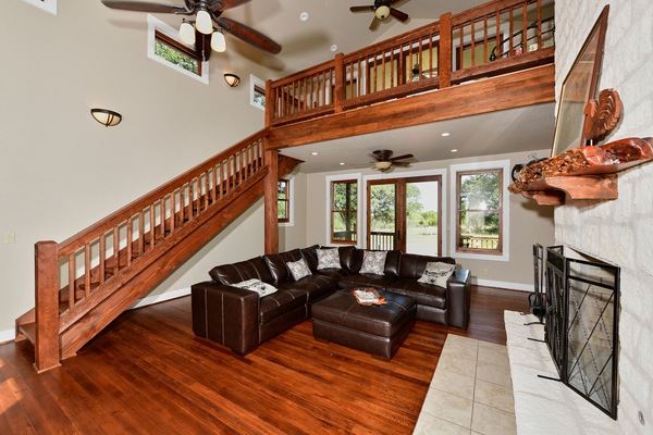 Smart TV, fireplace, DVD player, foosball