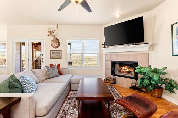 TV, fireplace, DVD player