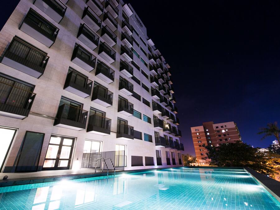 Outdoor pool, open 7 AM to 9 PM, sun loungers