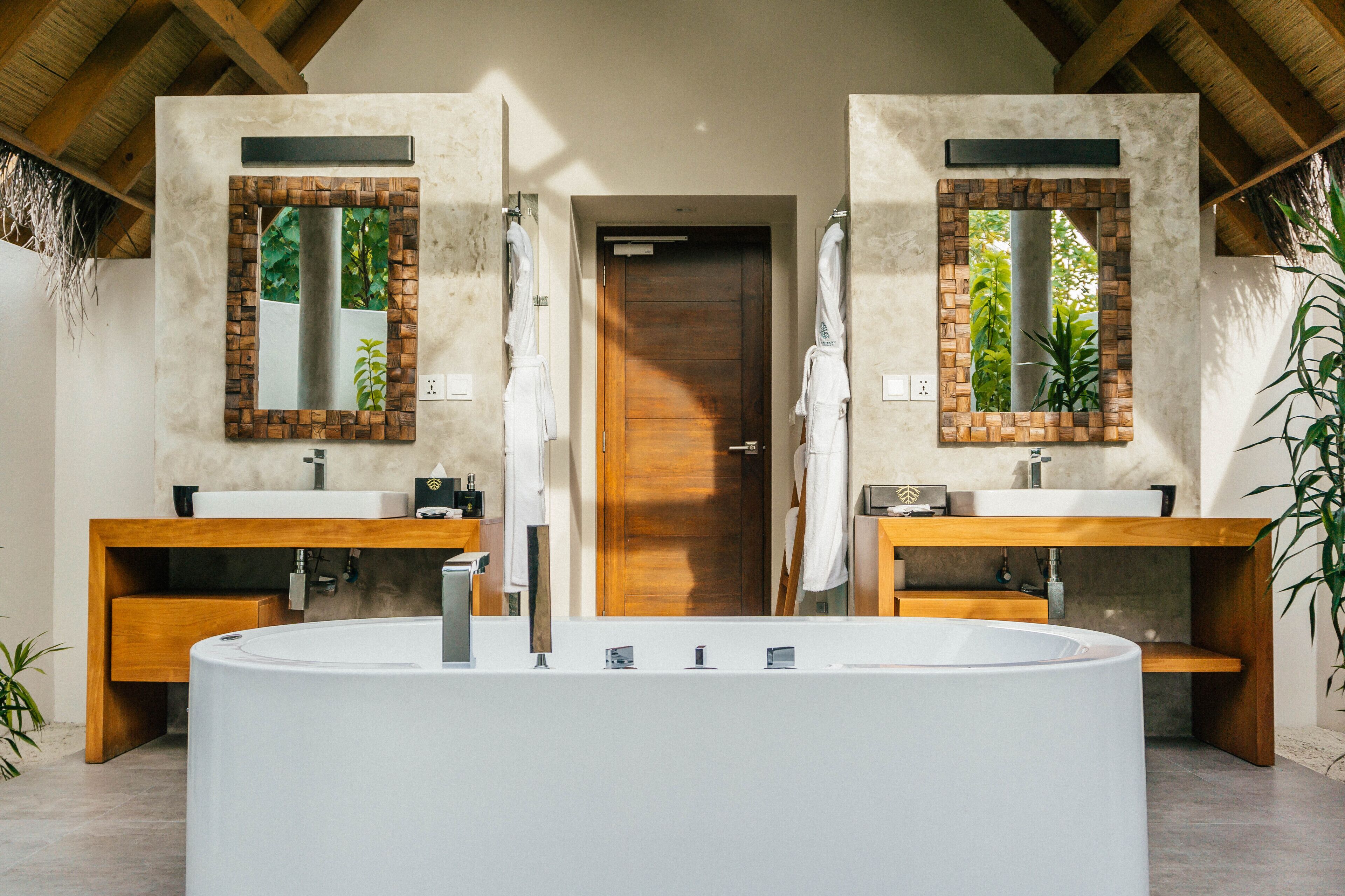 two bedroom beach duplex villa with private pool and free access to sea plane lounge on arrival | bathroom | separate bathtub and shower, rainfall showerhead, free toiletries