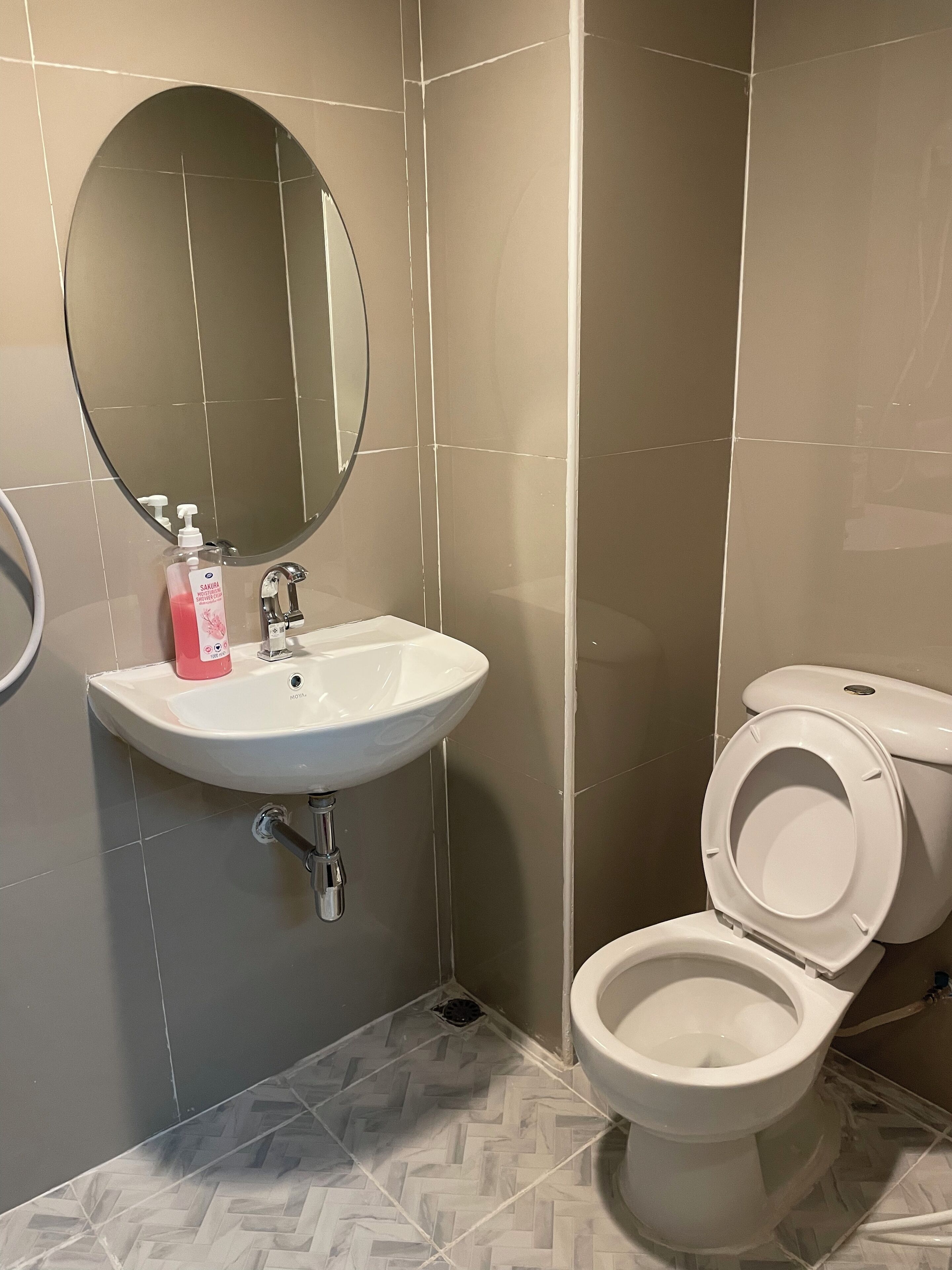 standard double room | bathroom | shower, towels, soap, shampoo