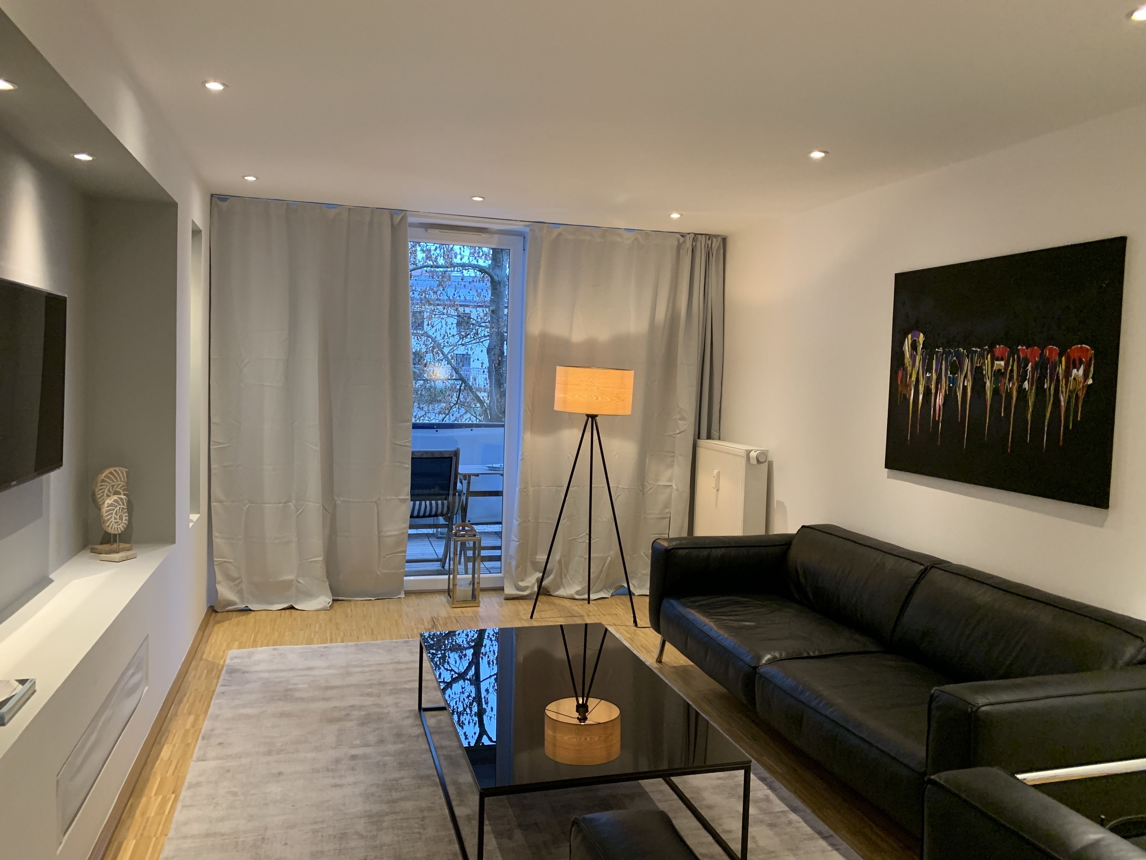 Luxury Apartment, 2 Bedrooms, Accessible, Balcony | Living area | Flat-screen TV, pay films, offices