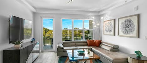 0-inch flat-screen TV with cable channels, TV