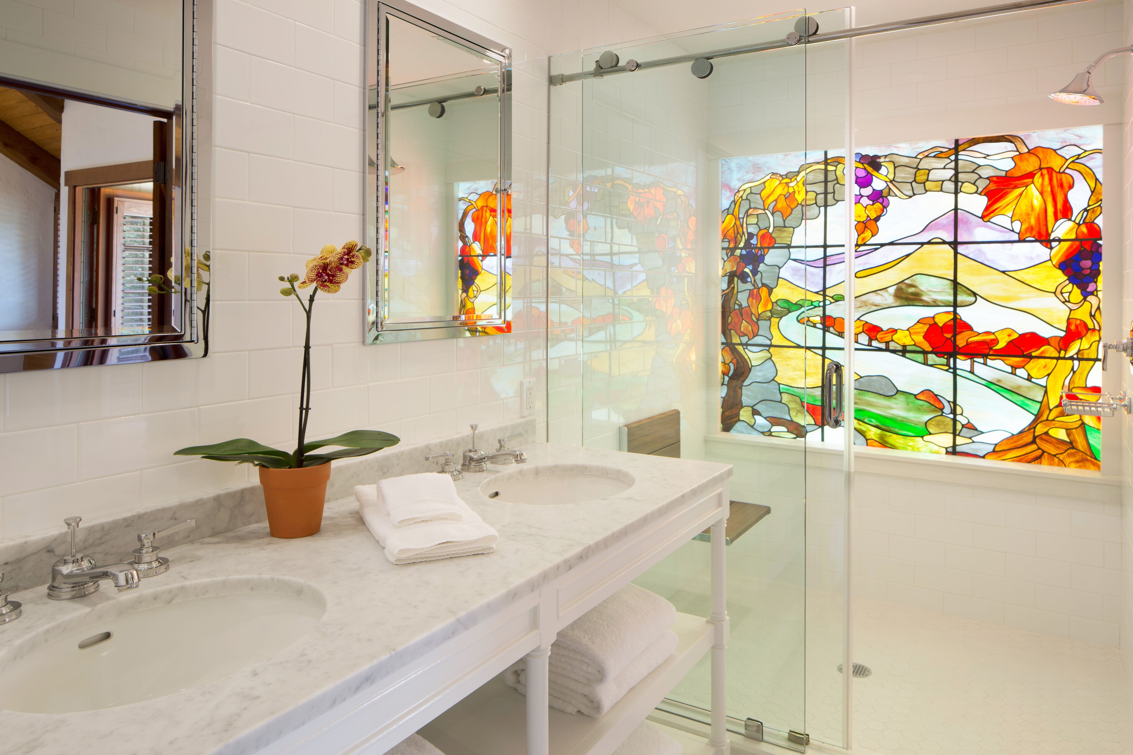 premium king | bathroom | shower, designer toiletries, hair dryer, bathrobes