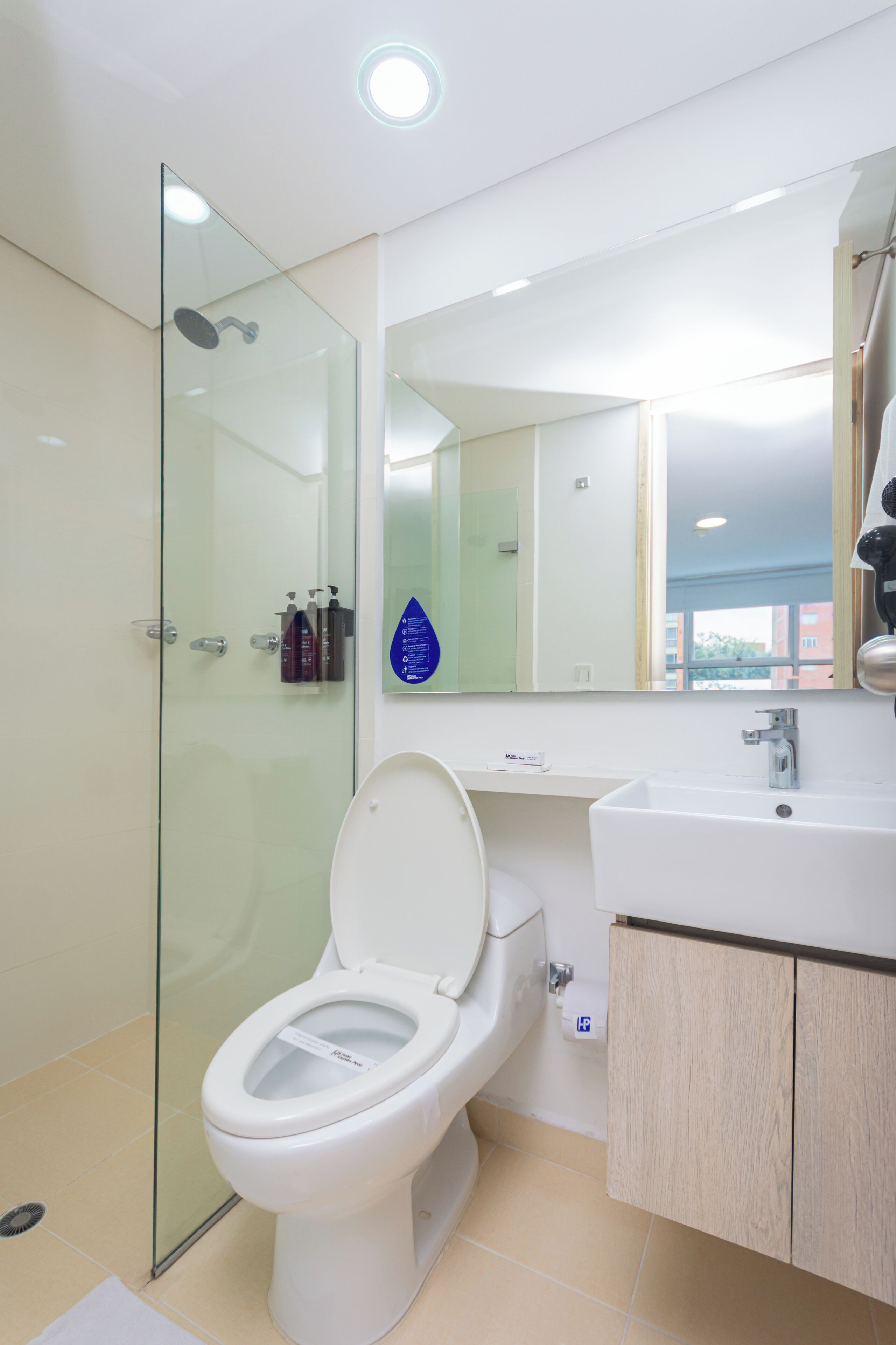 free toiletries, hair dryer, towels