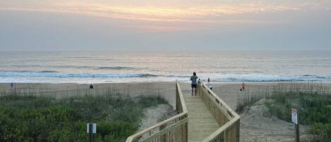 On the beach, beach towels