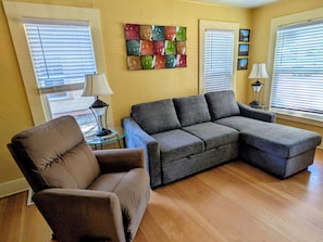 Smart TV, DVD player, books, video library