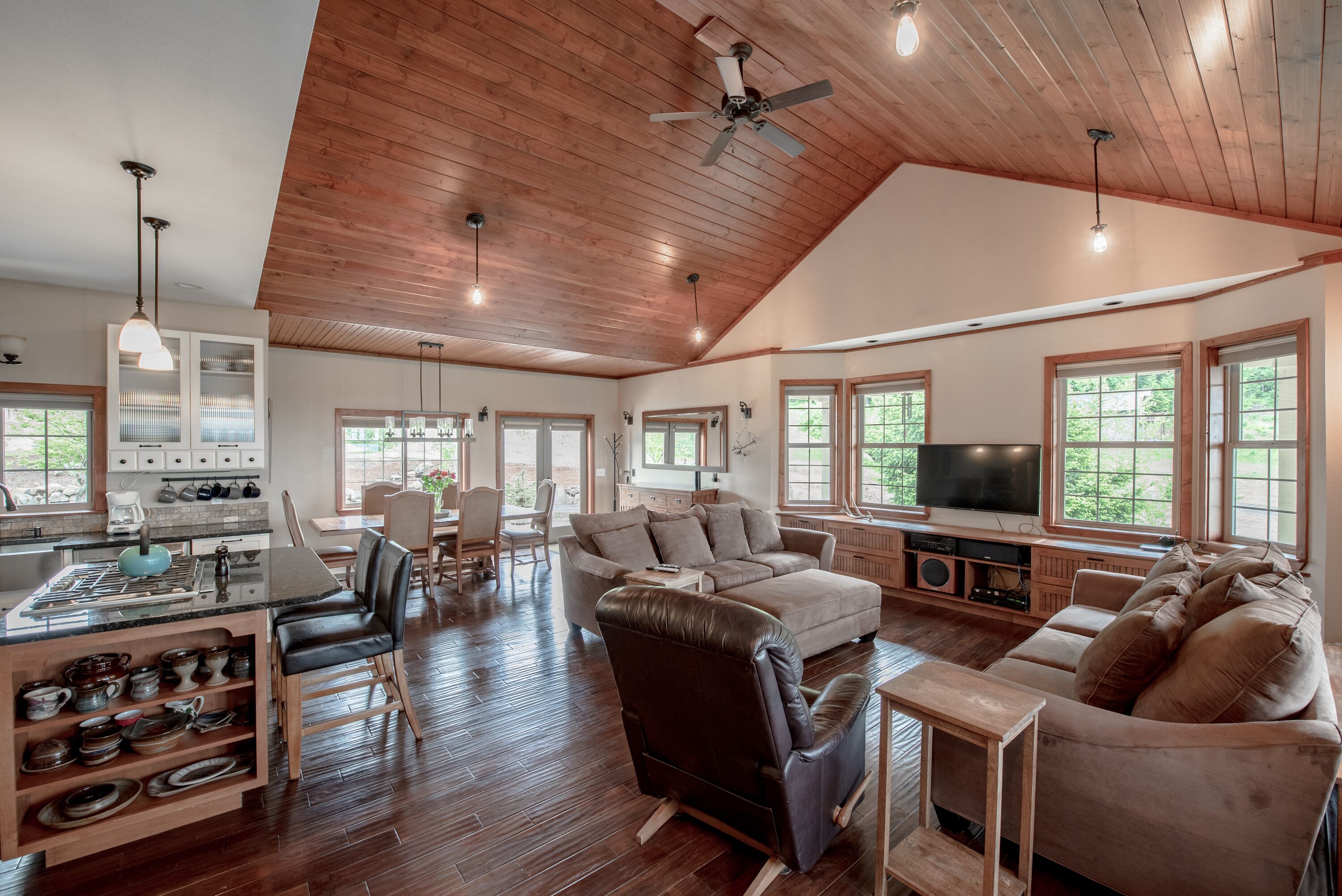 Smart TV, fireplace, DVD player, books