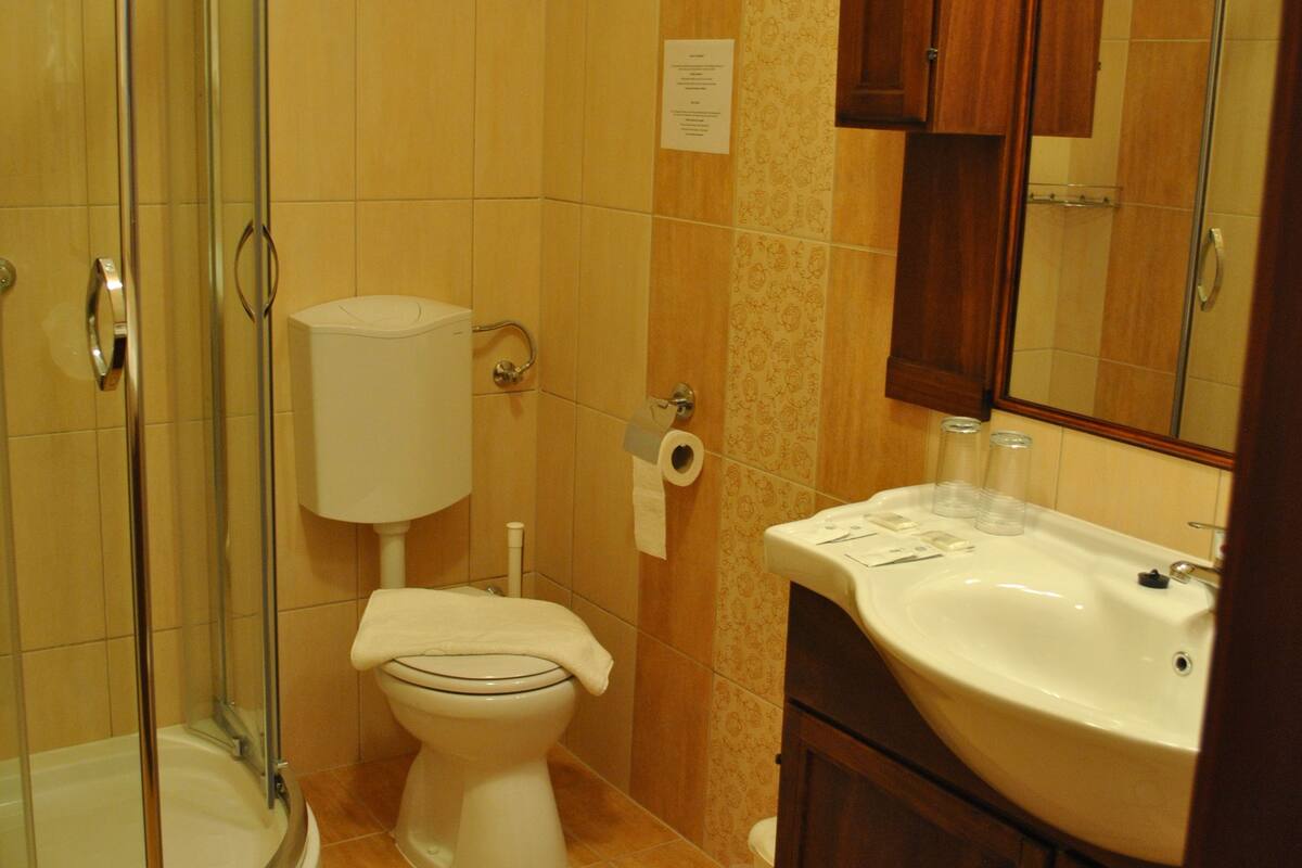 double room | bathroom | shower, free toiletries, hair dryer, towels