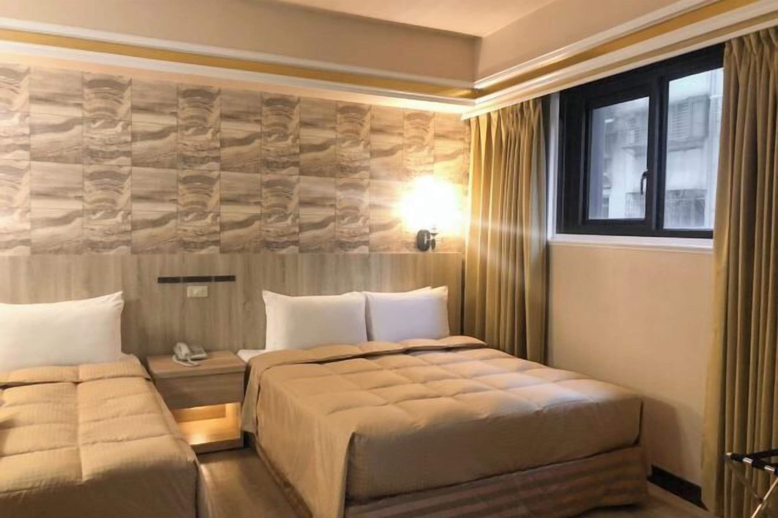 Desk, laptop workspace, blackout drapes, soundproofing