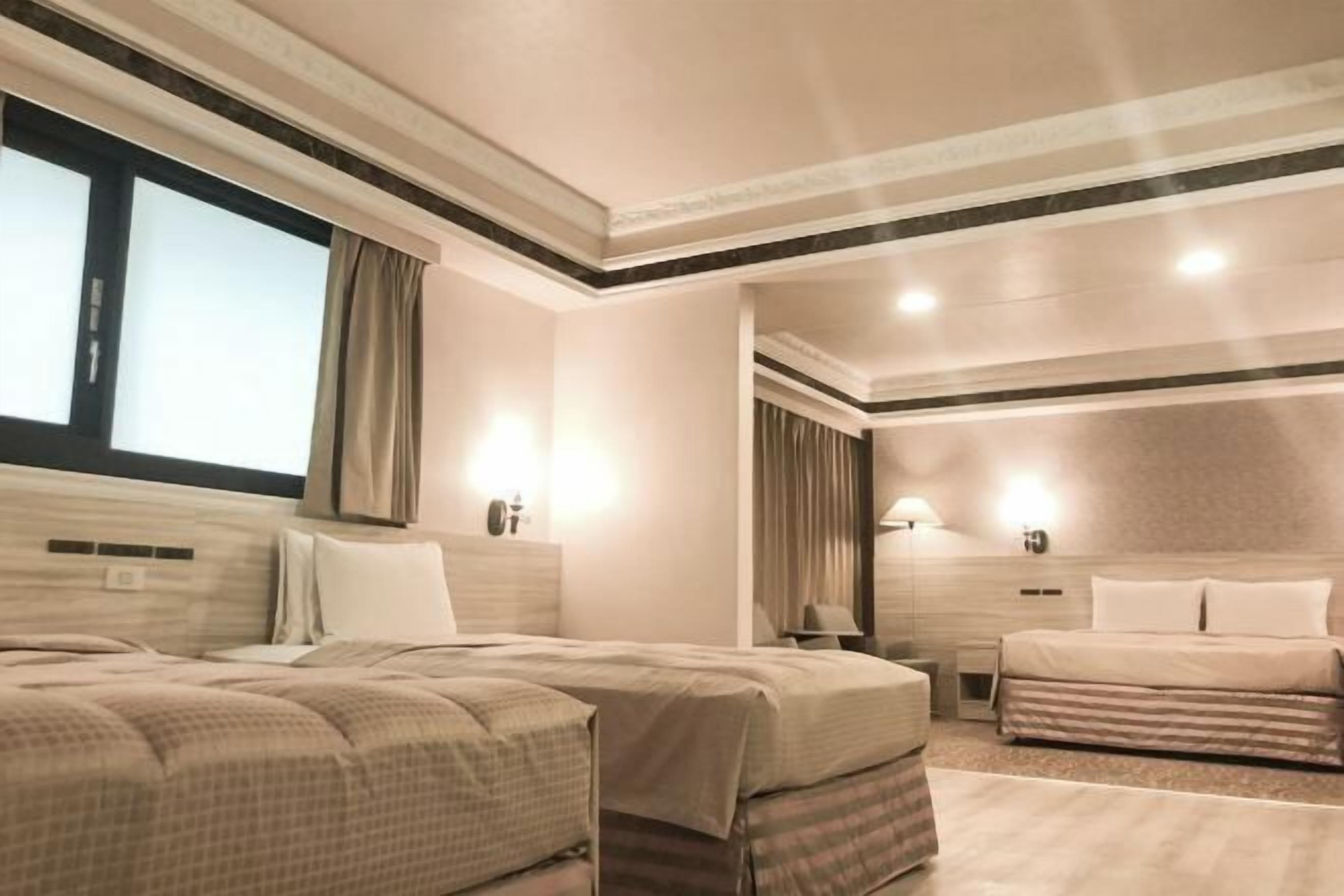 Desk, laptop workspace, blackout drapes, soundproofing