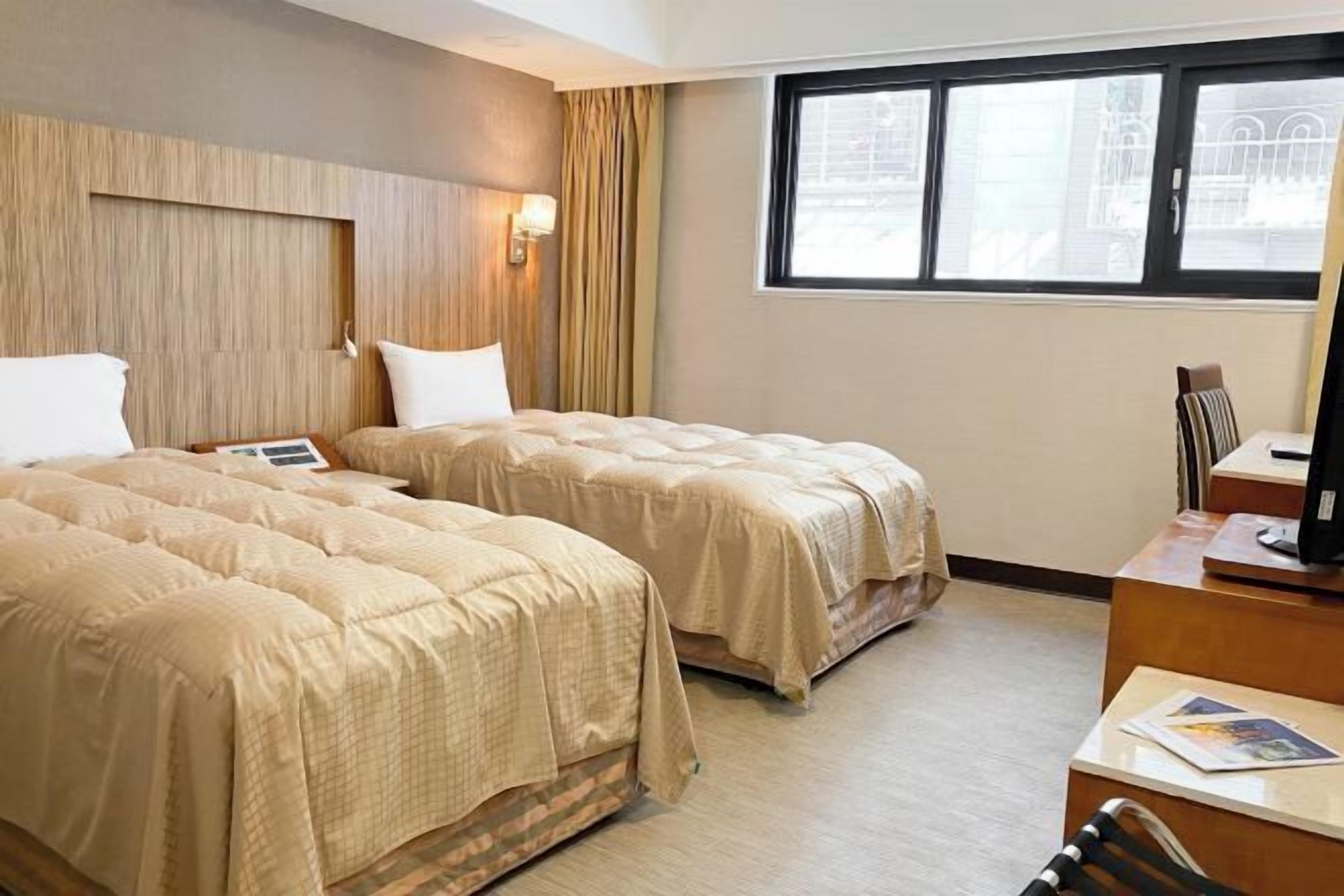 Desk, laptop workspace, blackout drapes, soundproofing