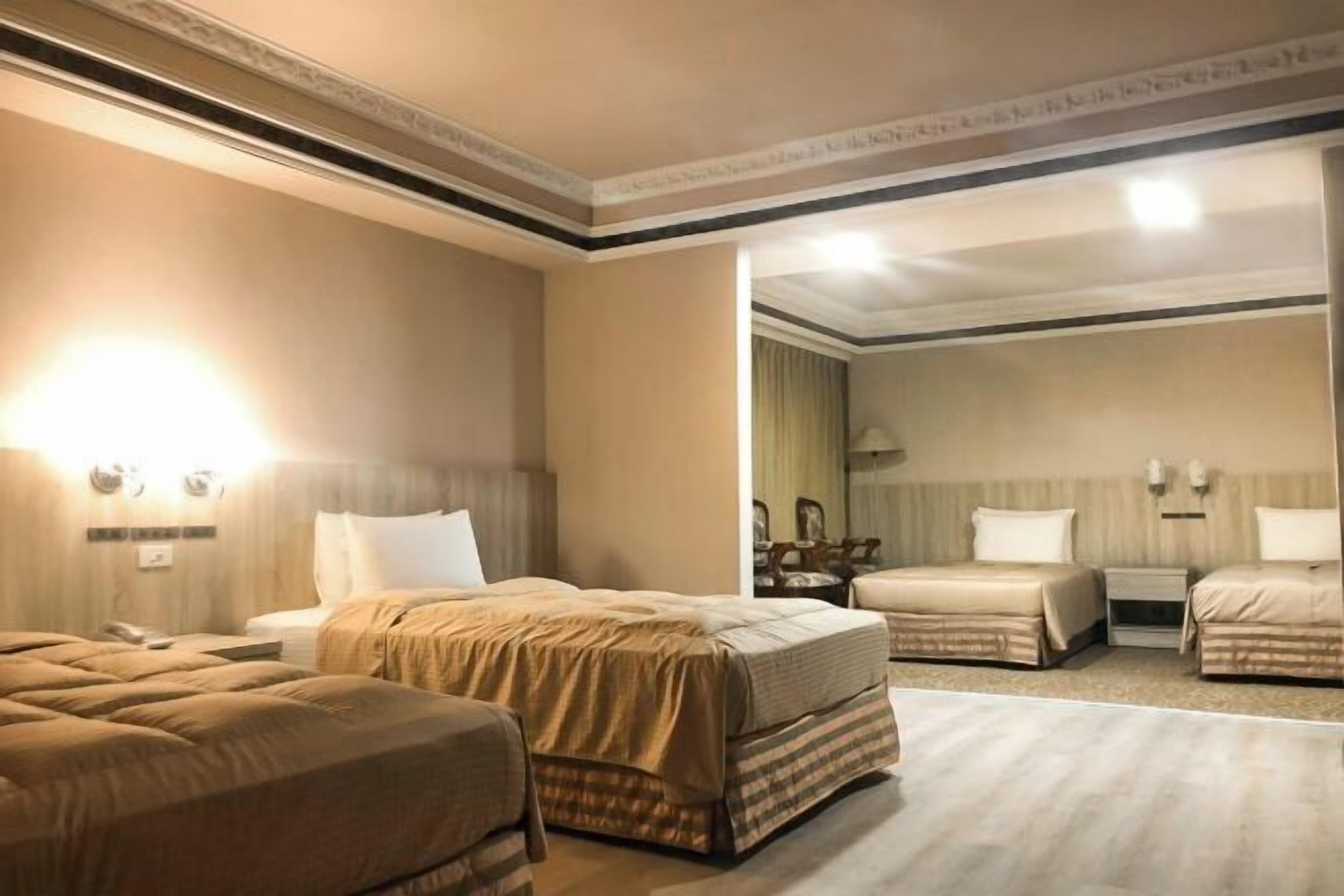 Desk, laptop workspace, blackout drapes, soundproofing