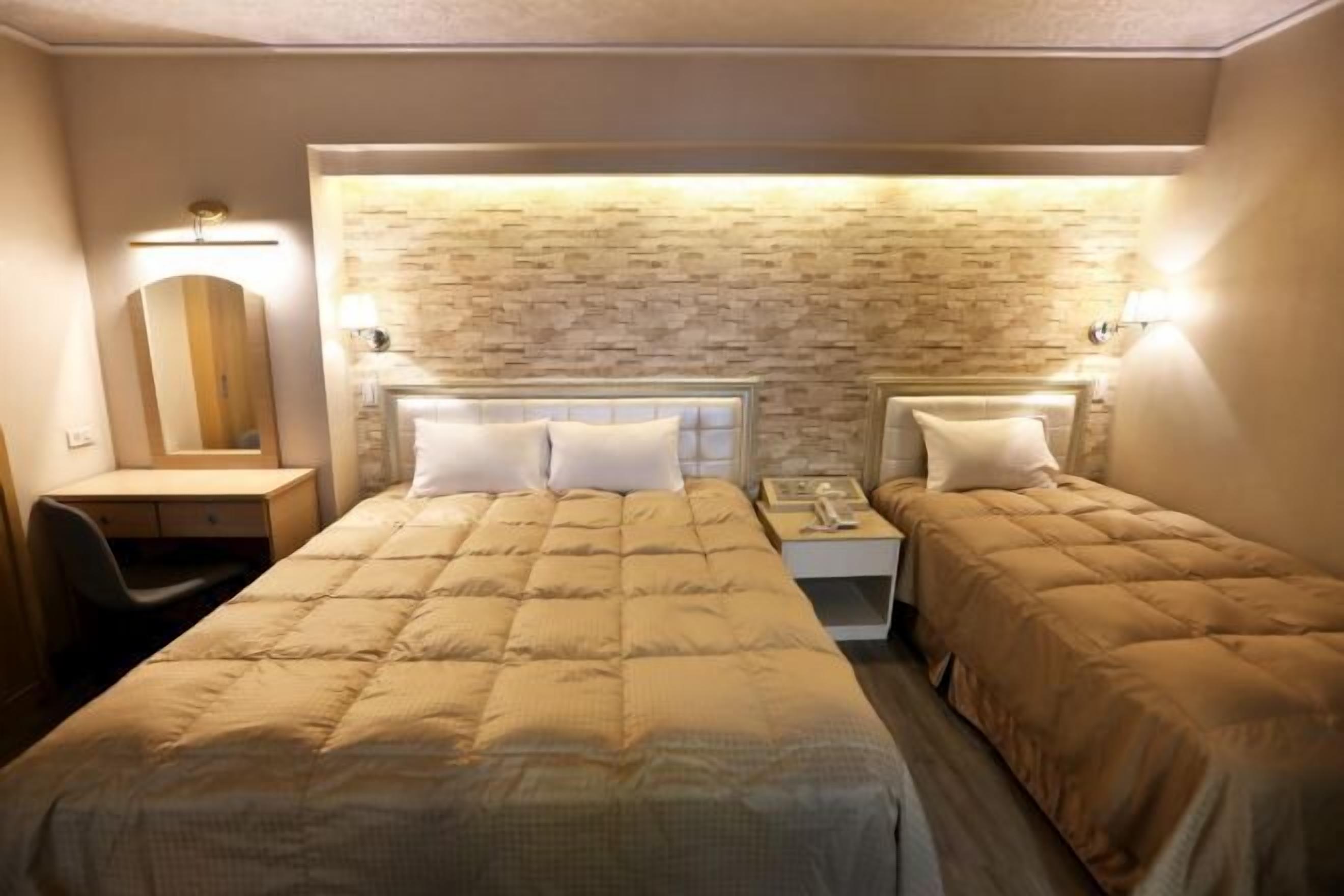 Desk, laptop workspace, blackout drapes, soundproofing