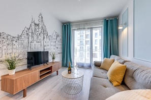 Apartamento conforto, 1 quarto, sacada | 1 quarto, roupas de cama premium, berços grátis, Wi-Fi de cortesia