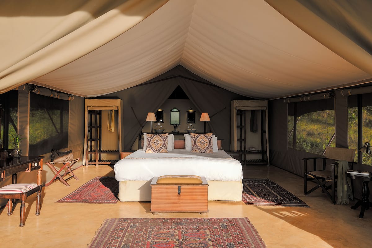 Entumoto main Luxury Tent | Egyptian cotton sheets, premium bedding, down duvets, memory-foam beds