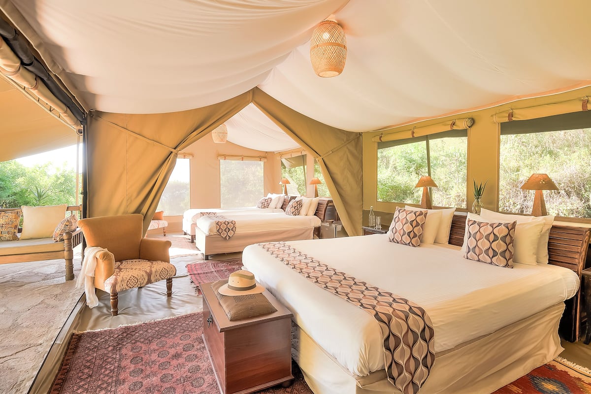 Classic Tent, Valley View | Egyptian cotton sheets, premium bedding, down duvets, memory-foam beds