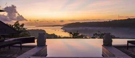 Outdoor pool, sun loungers