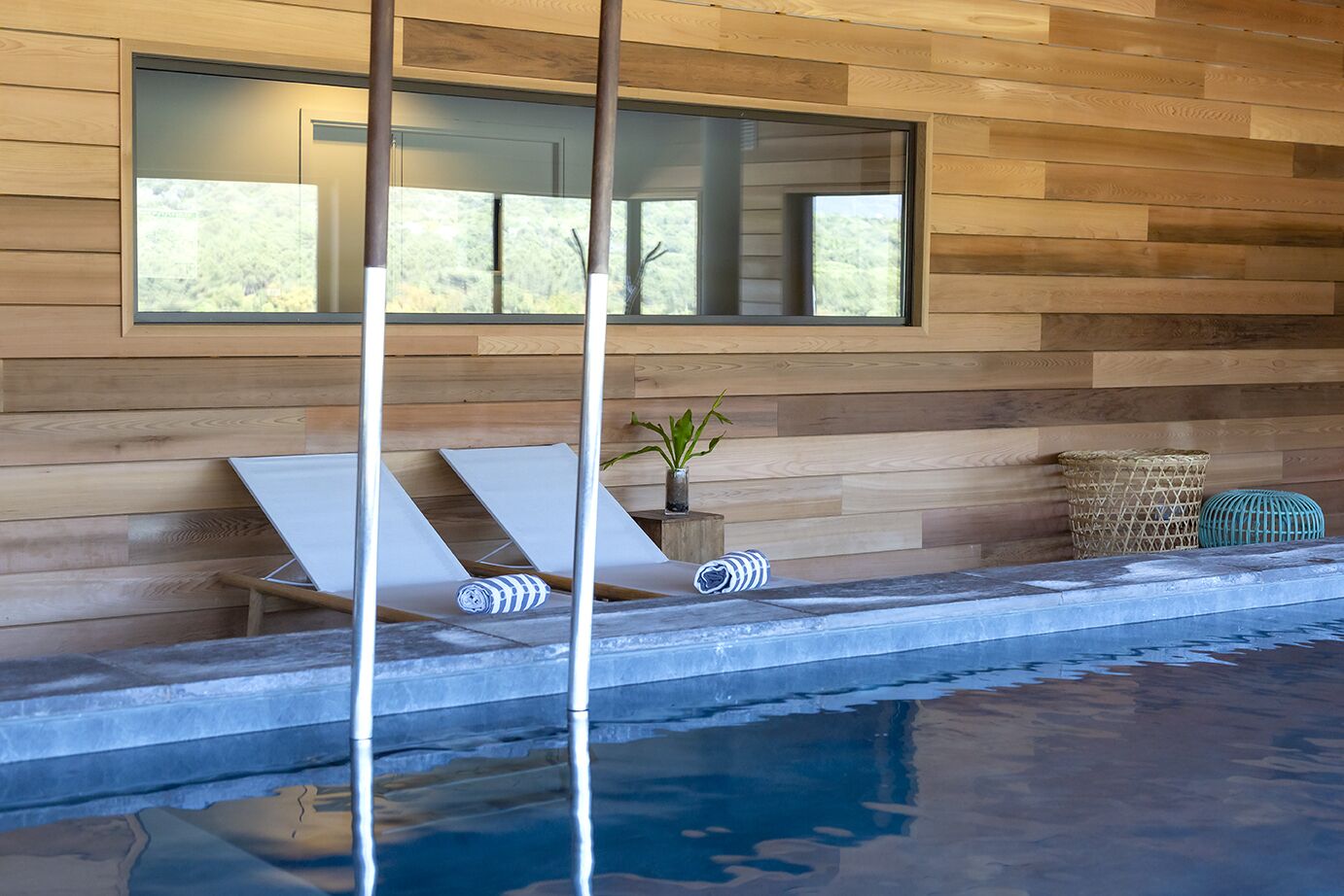 indoor pool, open 8:00 am to 8:30 pm, pool loungers