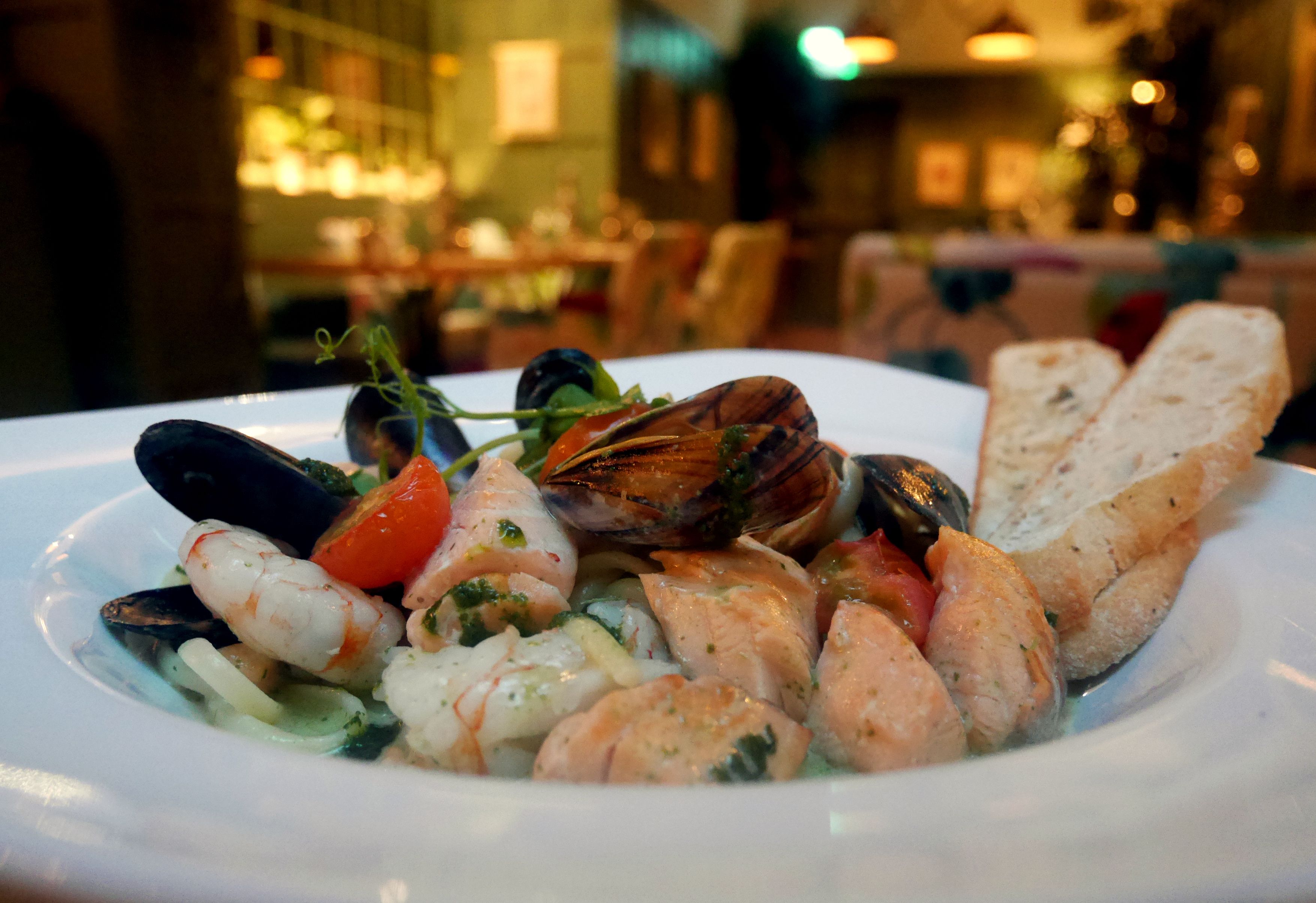 A seafood dish on a plate.