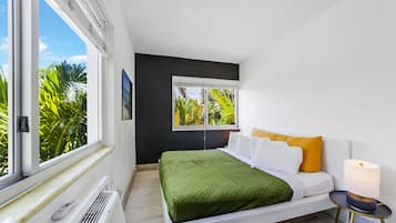 1 bedroom, laptop workspace, blackout drapes, iron/ironing board