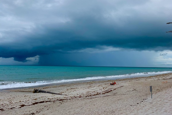 On the beach, sun loungers, beach umbrellas, beach towels