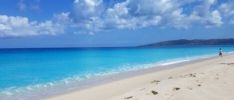 On the beach, beach towels
