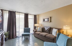 Smart TV, DVD player, books, video library