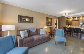 Smart TV, DVD player, books, video library