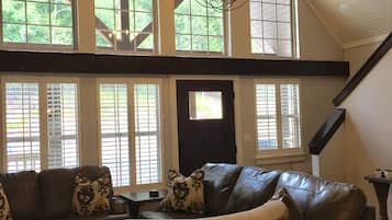 Smart TV, fireplace, video games, DVD player