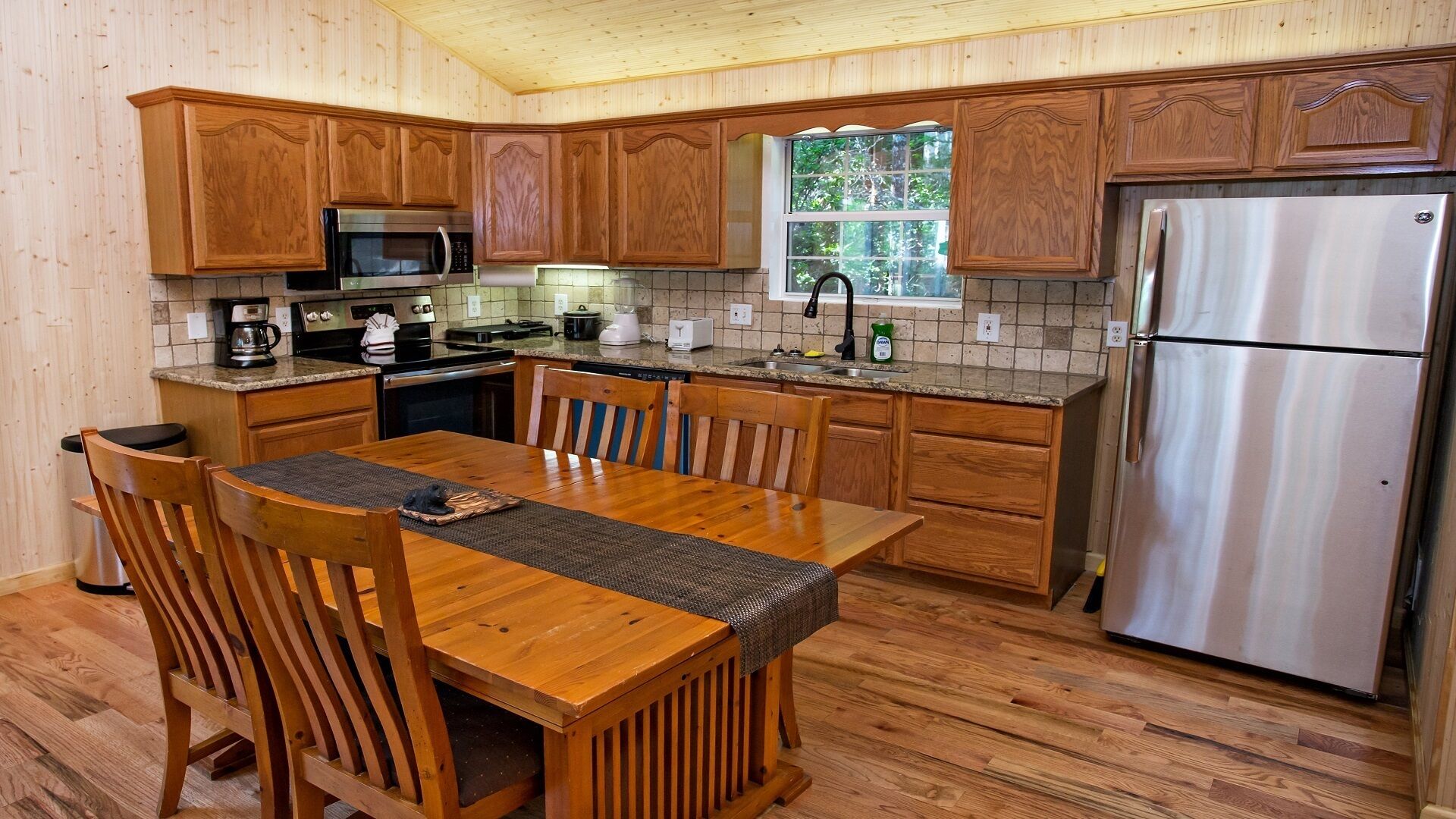 Fridge, microwave, oven, dishwasher
