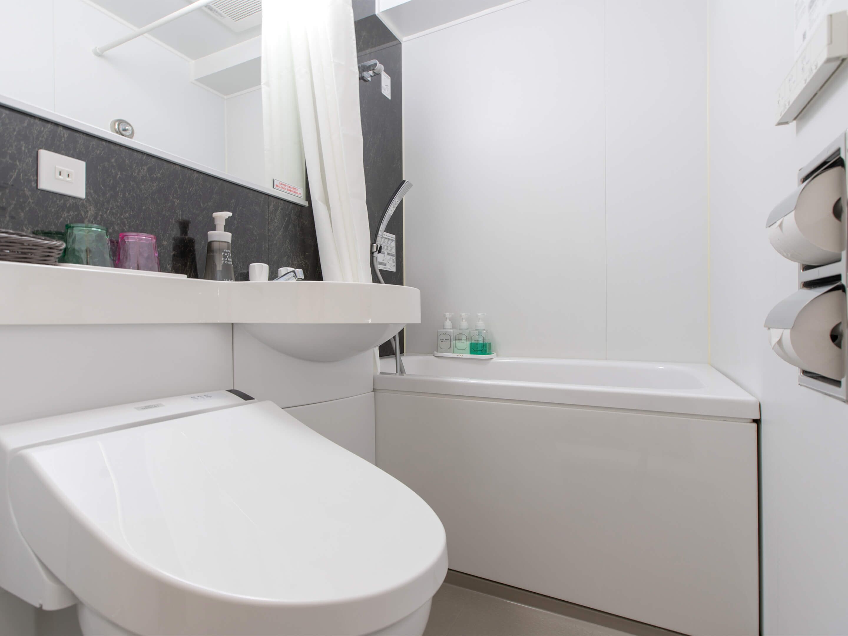 free toiletries, hair dryer, slippers, electronic bidet