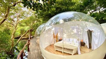 Tenda panoramica, 1 letto king, sull'acqua | Biancheria in cotone egiziano, biancheria da letto di alta qualità